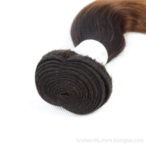T1B/30 Ombre 3 Bundles with 13*4 Lace Frontal Closure, Pre Plucked Two Tone Body Wave Human Hair Weave with Frontal